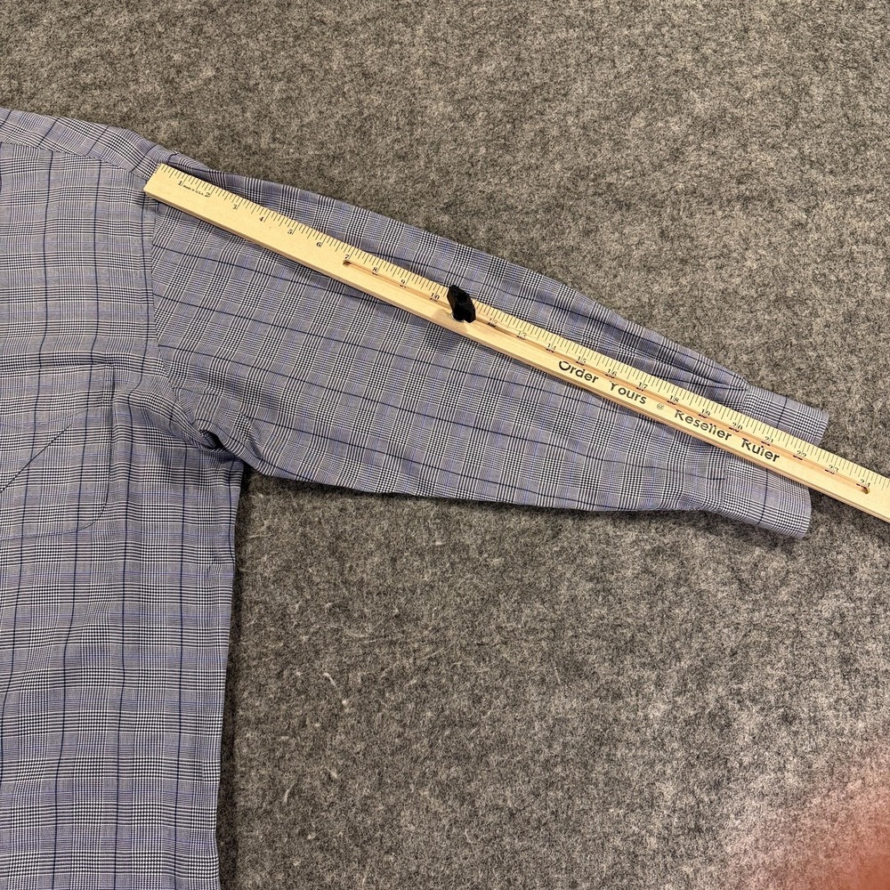 Ralph Lauren Purple‎ Label Dress Shirt Mens Large Blue Plaid Button Down Italy - Picture 9 of 12